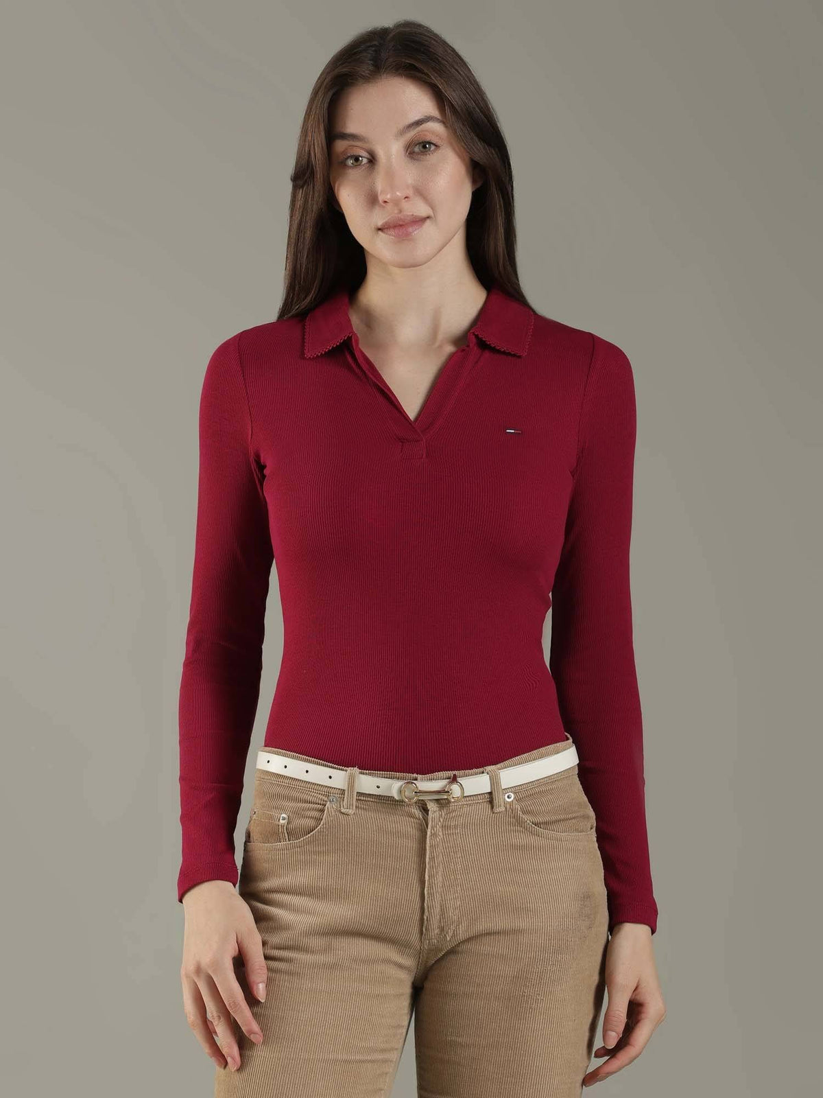 Solid Slim Fit Cotton Polo T-Shirt | PW43 - view 1