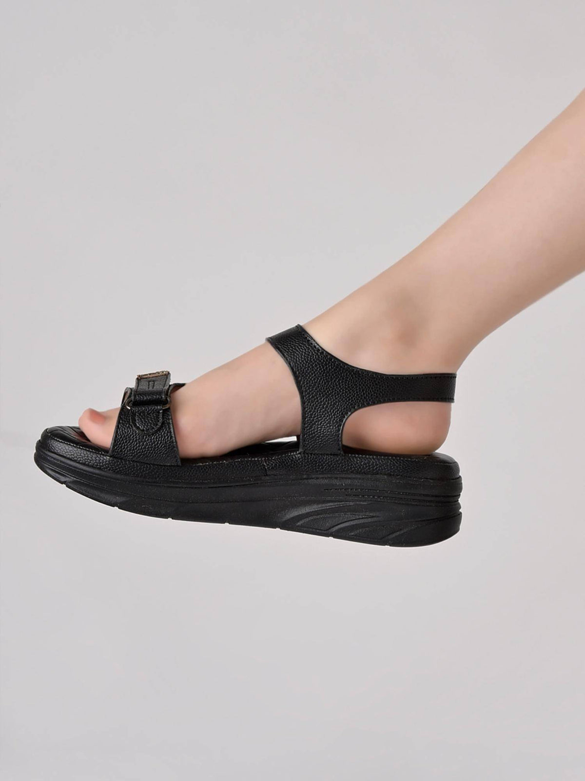 Women Comfortable Black Doctor Sole Sandals | SD89 - view 3
