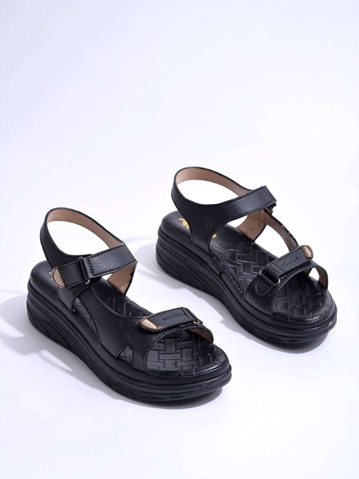 Women Comfortable Black Doctor Sole Sandals | SD89 - view 4