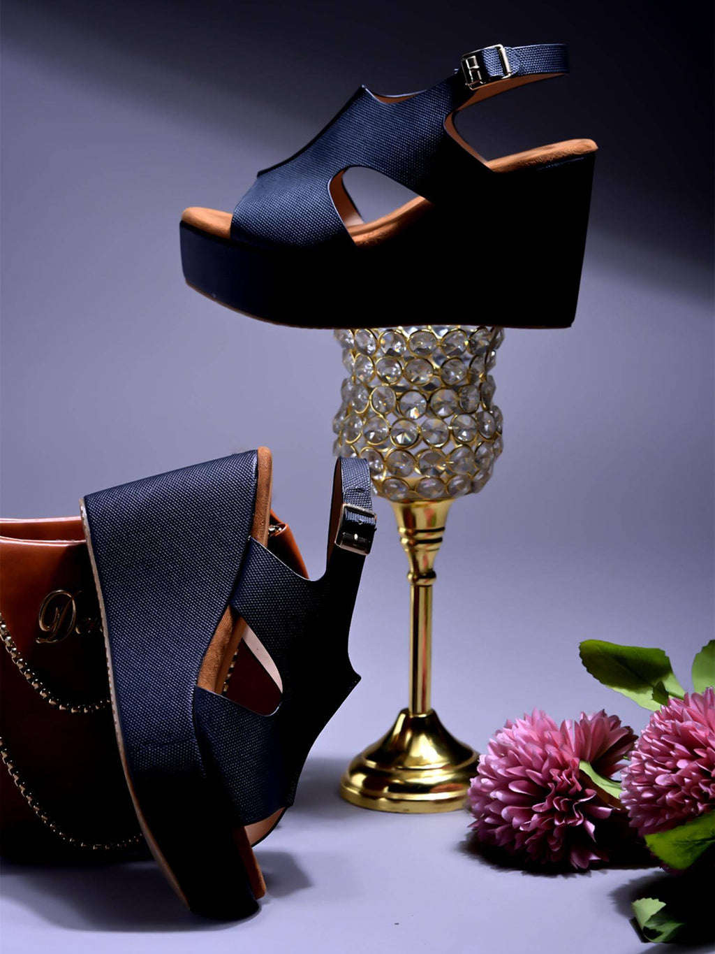 Women Comfortable Black Wedges Heels | H78 - view 2