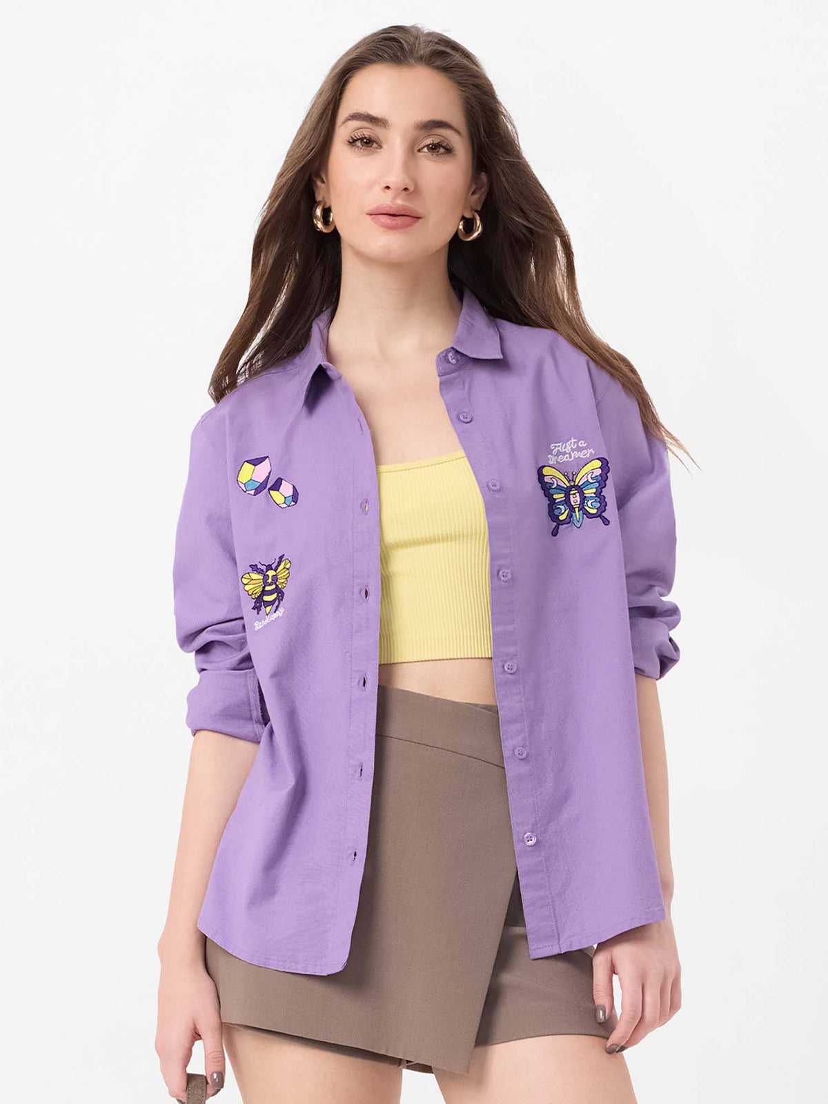 Cotton linen Chestnut Women Shirt | S67 - view 16