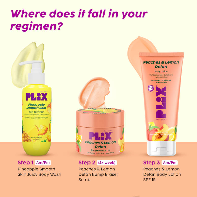 Peaches & Lemon Detan Bump Eraser Scrub, Body Lotion & Pineapple Juicy Body Wash | PL1 - view 8