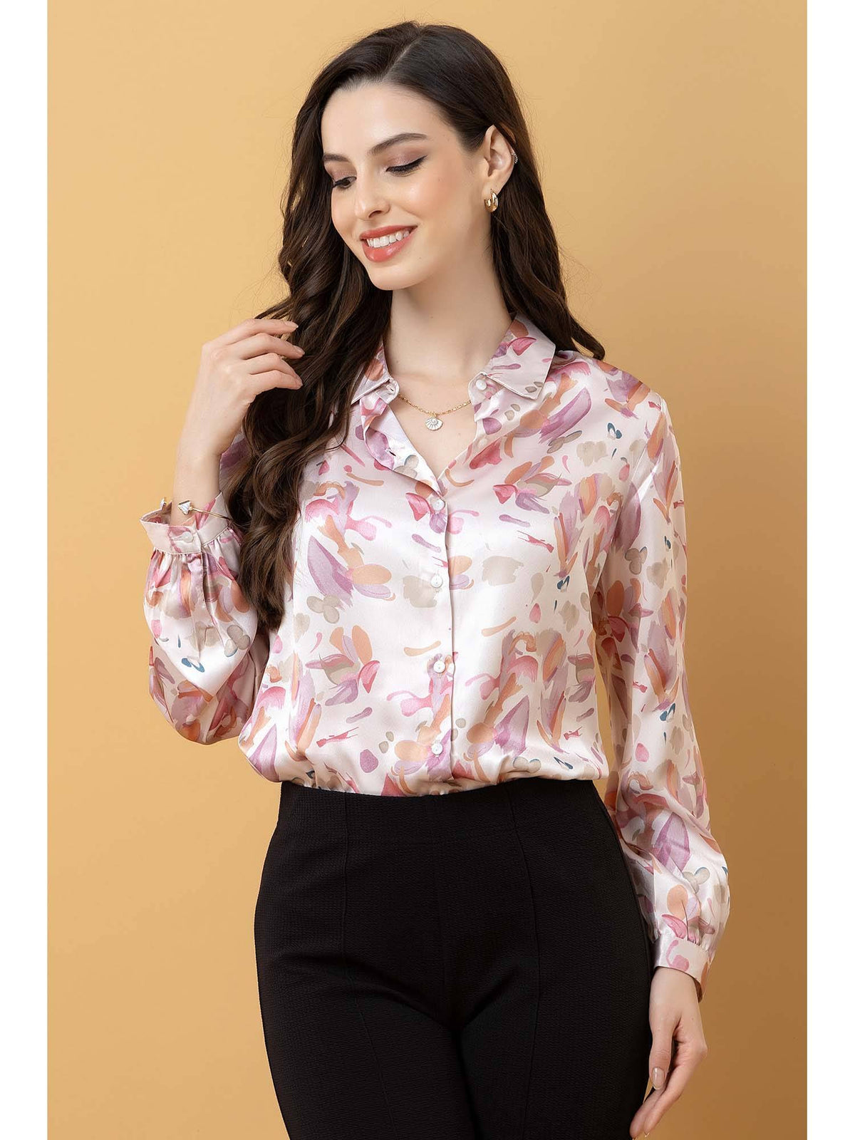 Off White Casual Printed Satin Shirt | S67 - view 1