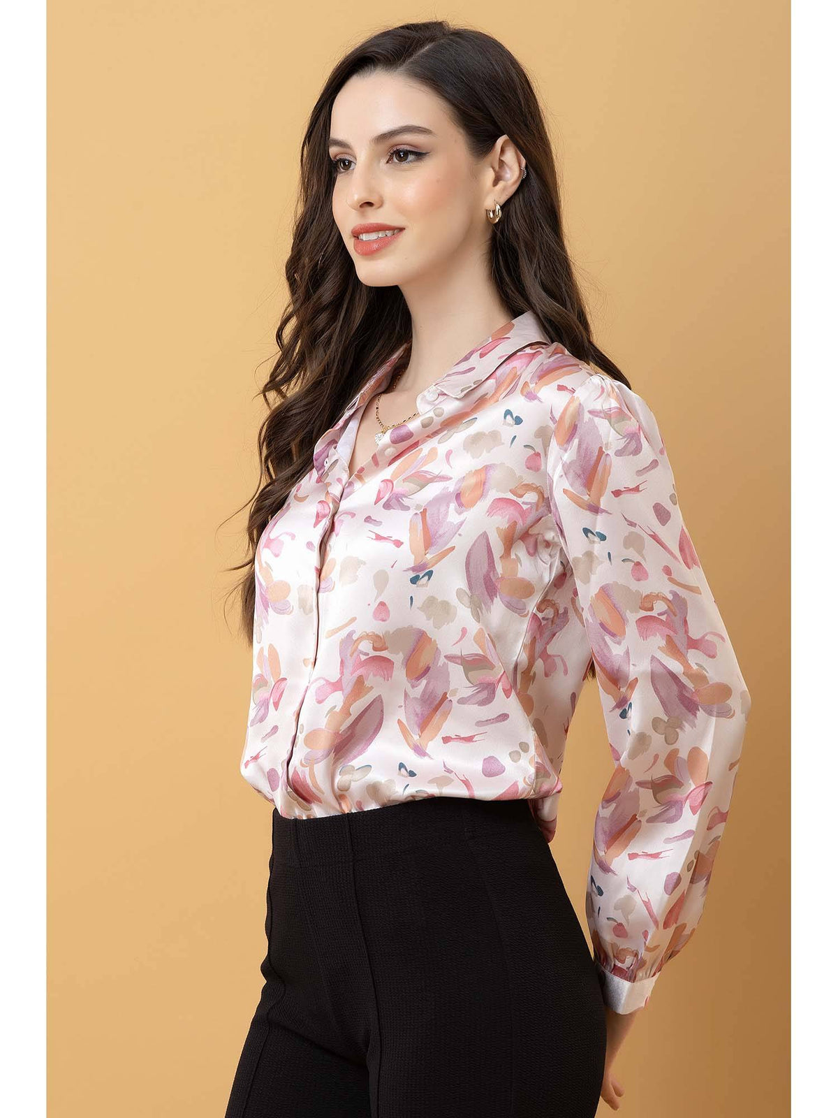 Off White Casual Printed Satin Shirt | S67 - view 3
