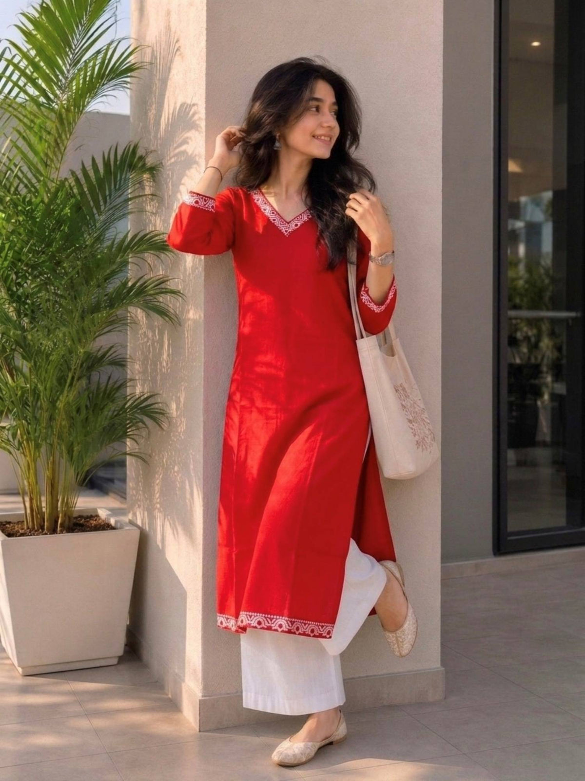 Purple Cotton Printed Embroidered Kurta | FY93 - view 11