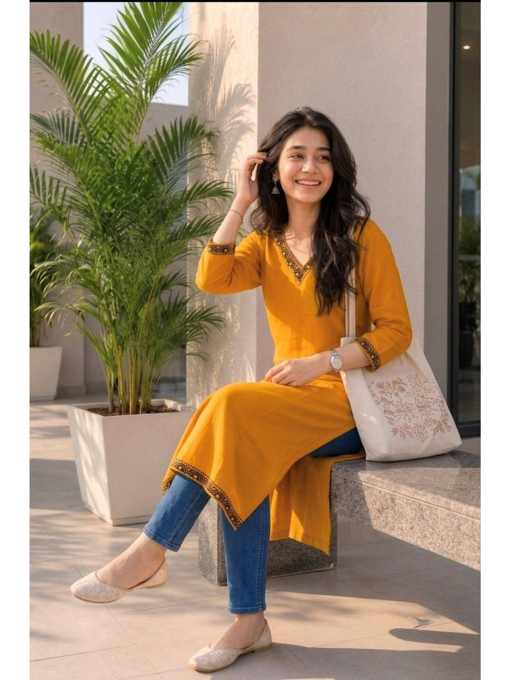 Red Cotton Printed Embroidered Kurta | U3S - view 23