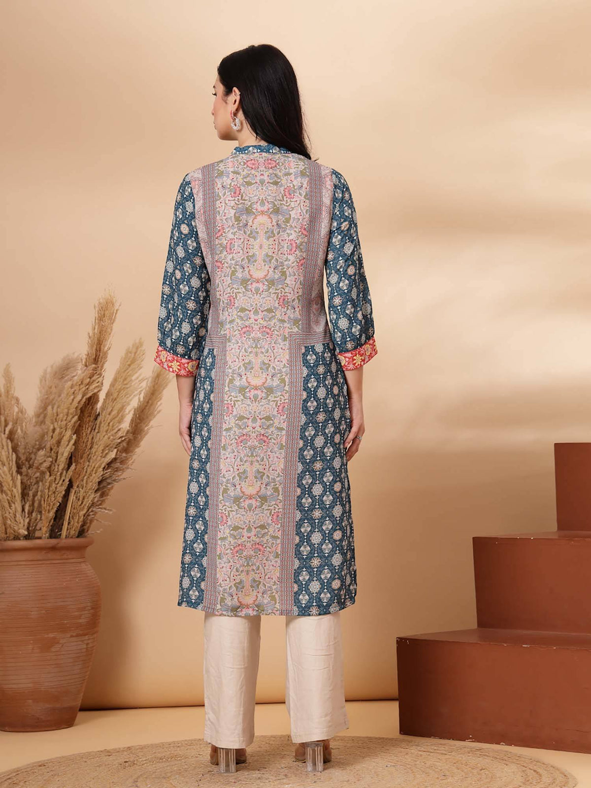 Placement Printed Straight Crepe Kurta for Women | FY93 - view 2