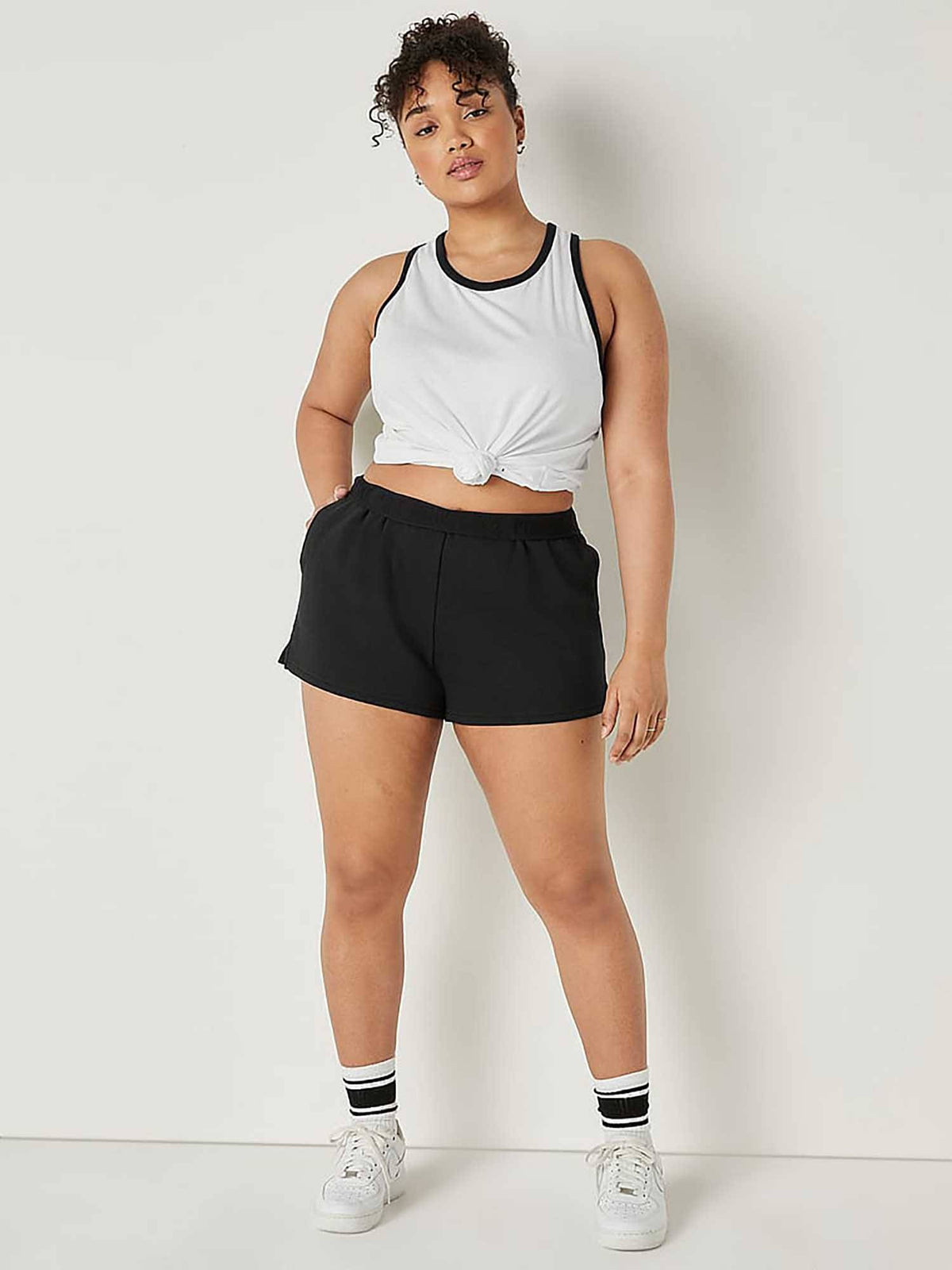 Black 3 Foldover Sweat Shorts - view 4