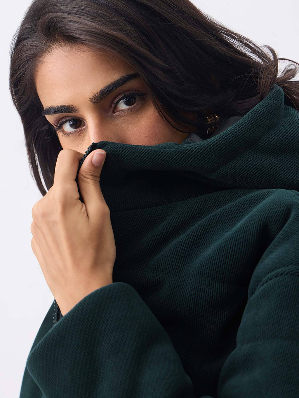 Women Bottle Green Solid Puffer Jacket | JC78 - view 2