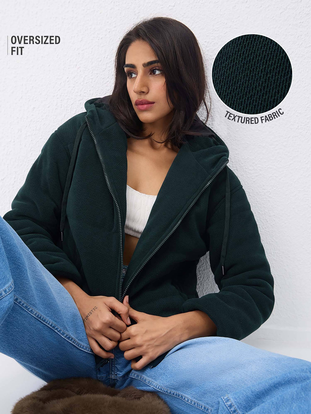 Women Bottle Green Solid Puffer Jacket | JC78 - view 3