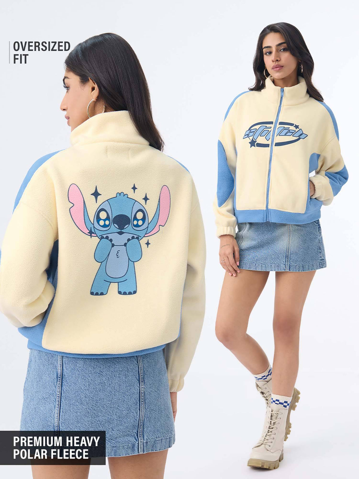 Women Yellow Typography Lilo and Stitch Jacket | JC78 - view 2