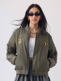Women Green Typography Puffer Jacket | JC78 - view 1