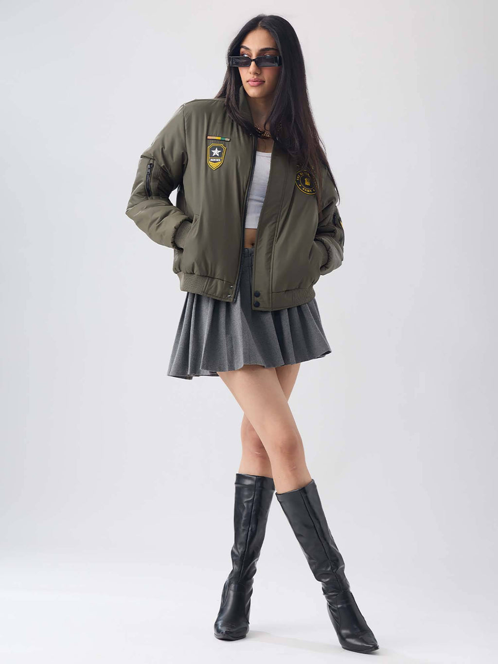 Women Green Typography Puffer Jacket | JC78 - view 4