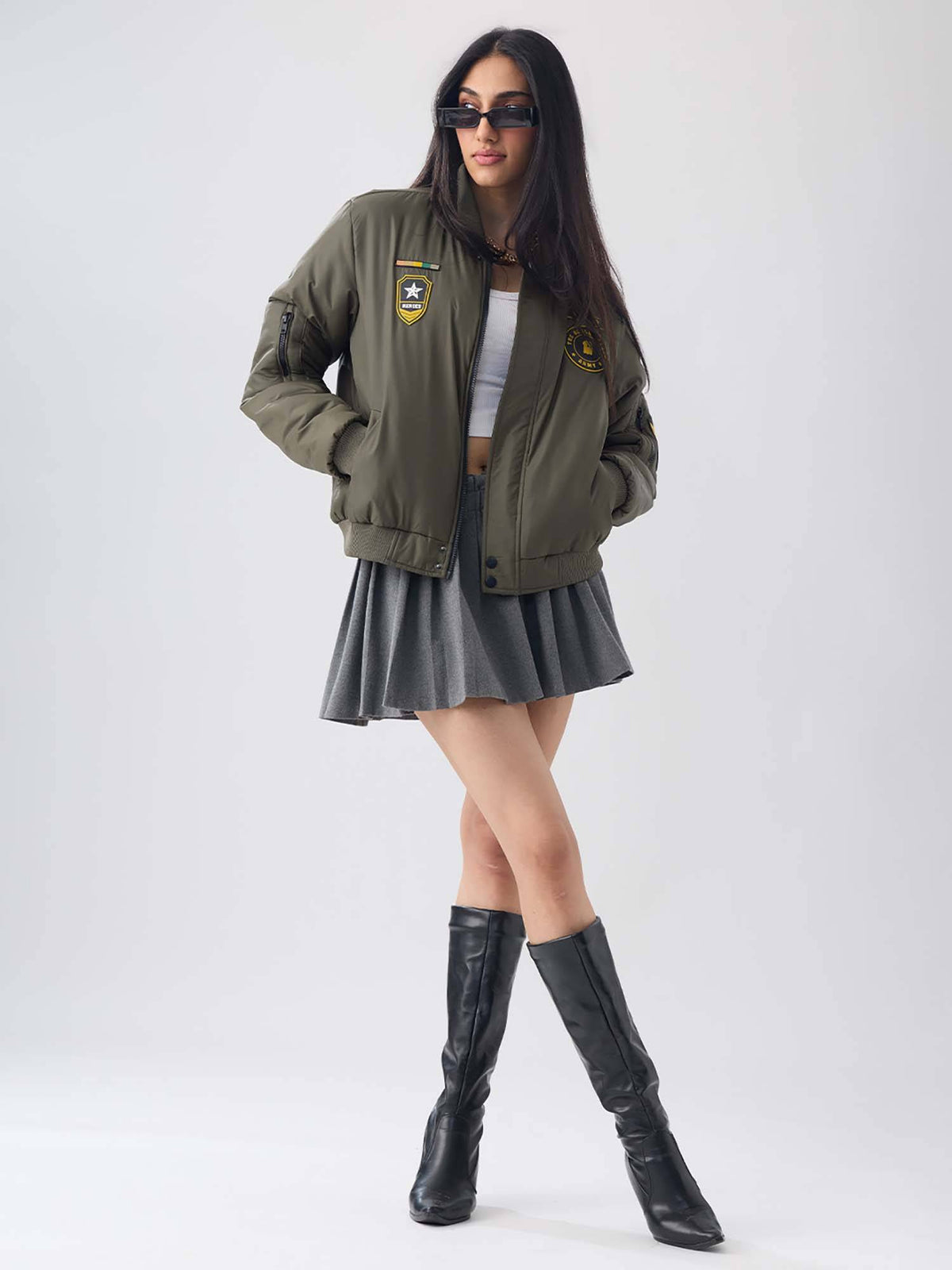 Women Green Typography Puffer Jacket | JC78 - view 4