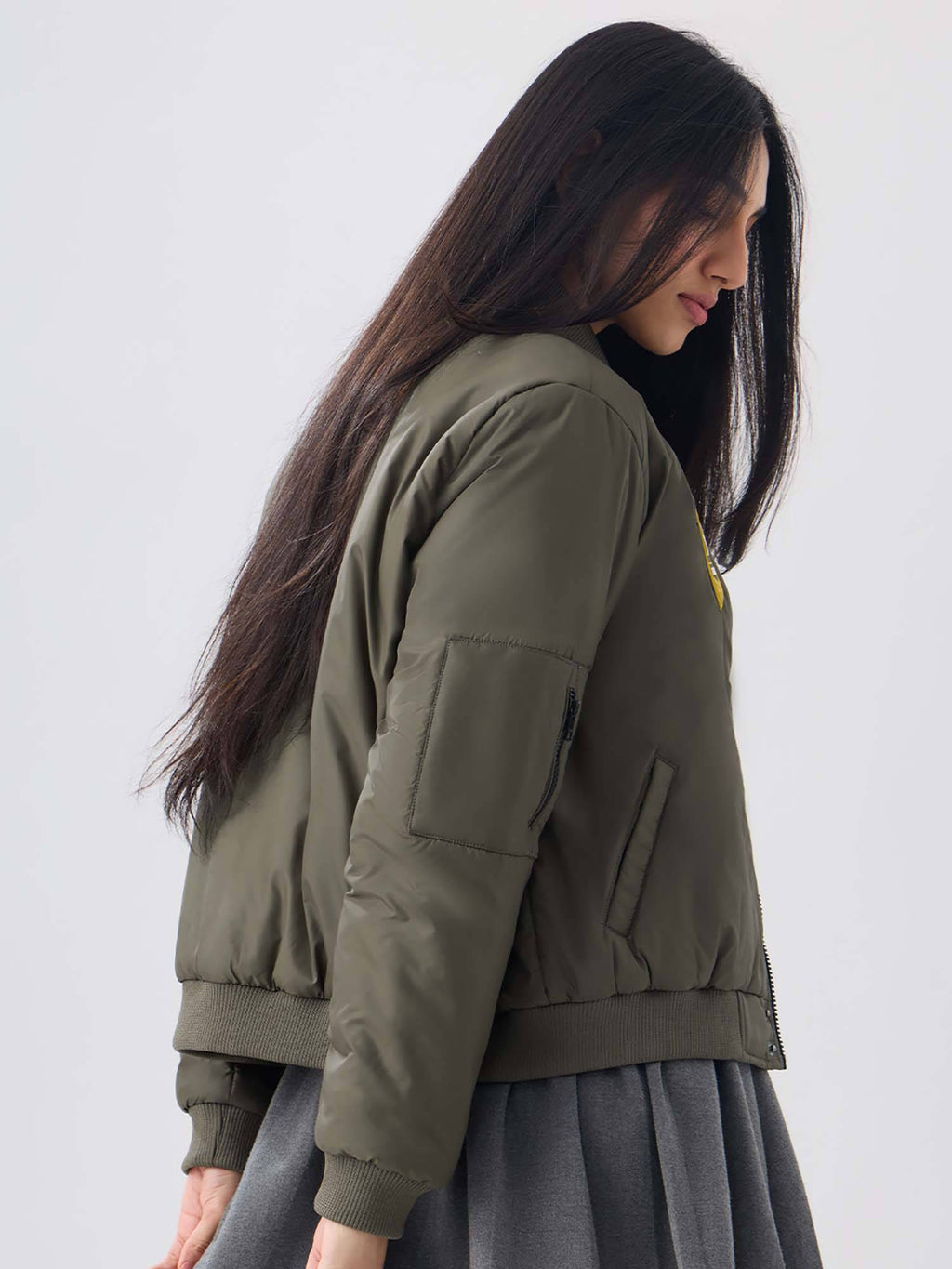 Women Green Typography Puffer Jacket | JC78 - view 5