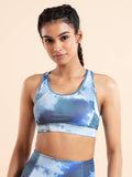 Medium Impact Sports Bra with Keyhole Back, Batik Black Print - | sb09 - view 31