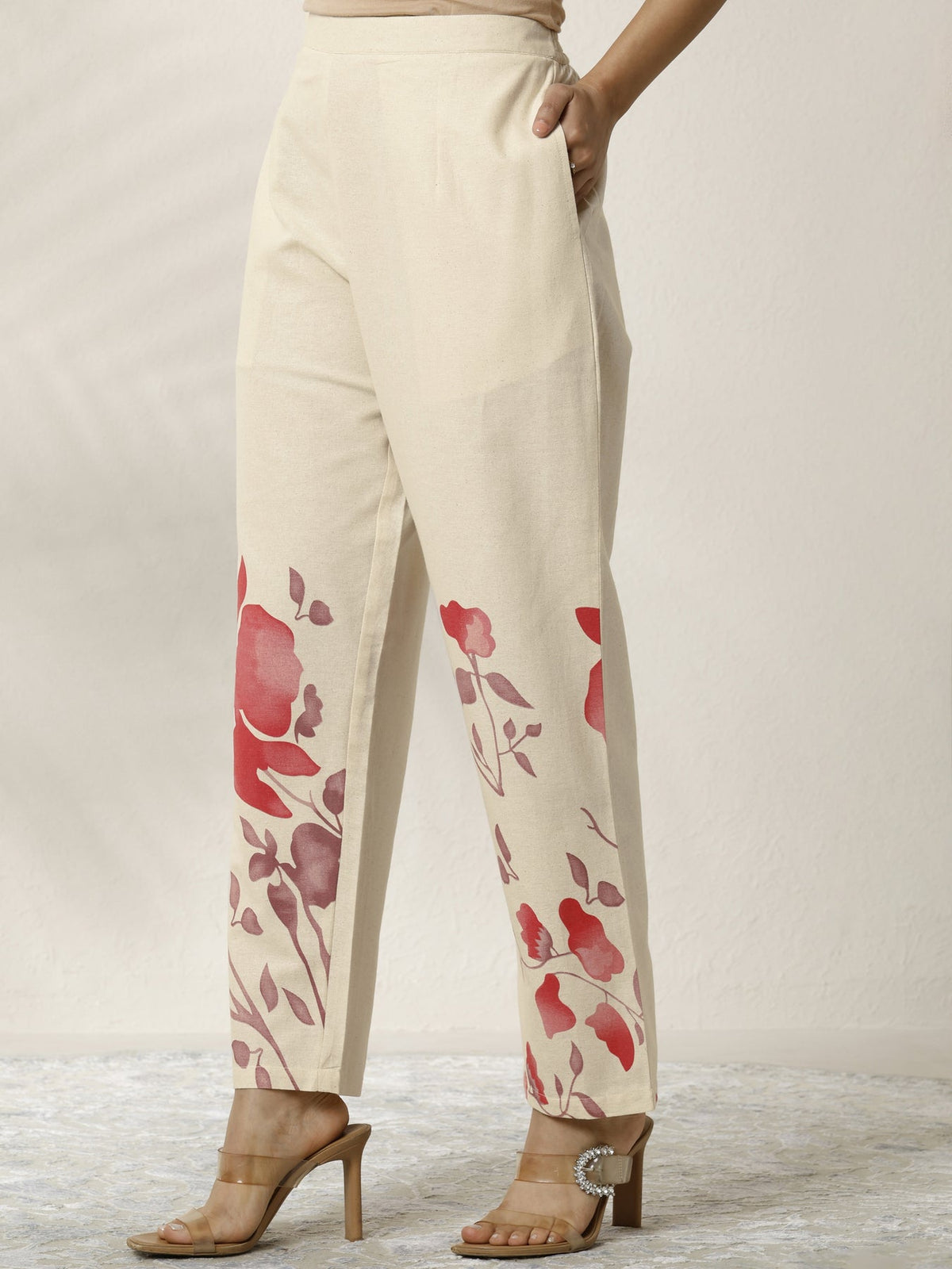 Libas Off White Printed Cotton Blend Co-Ord Set CO87