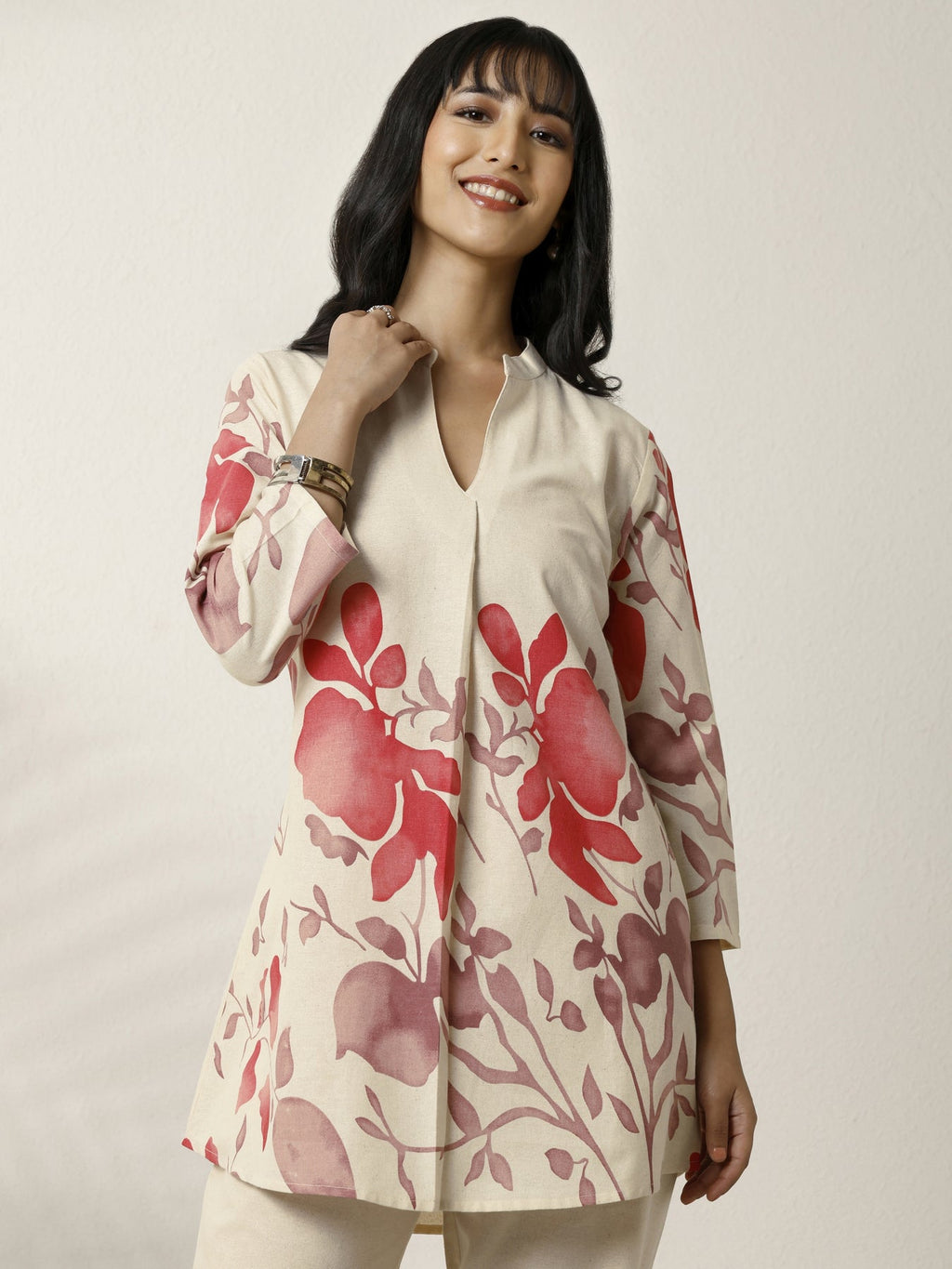 Libas Off White Printed Cotton Blend Co-Ord Set CO87
