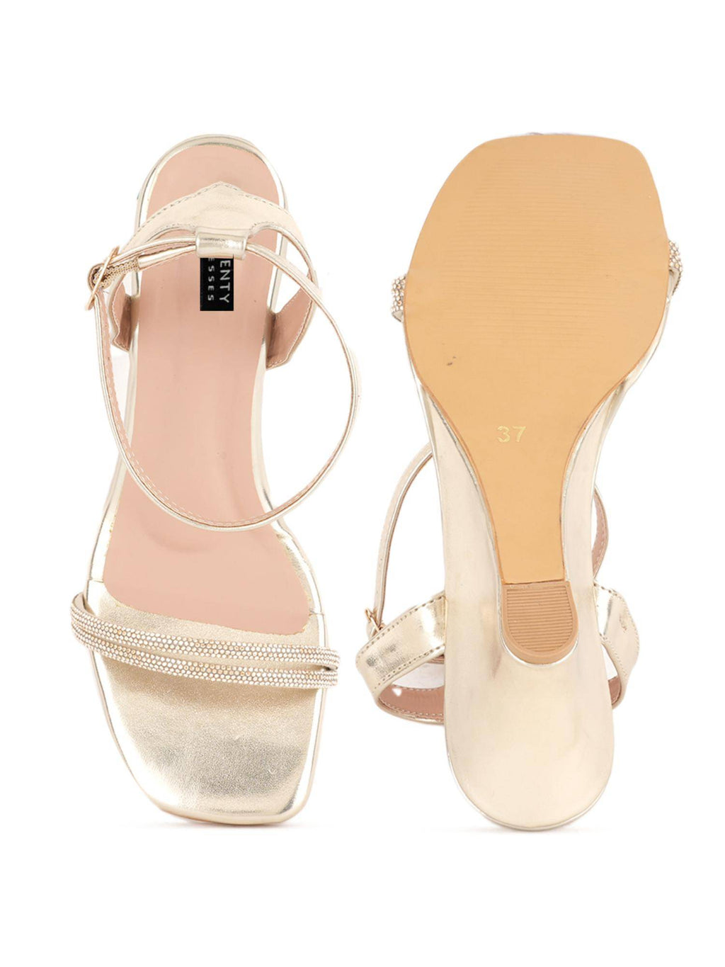 Gold Party Heels Sandals | H78 - view 6