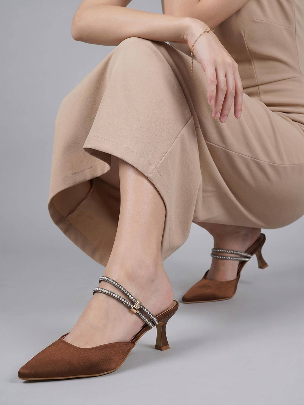 Brown Party Heels Sandals | H78 - view 1