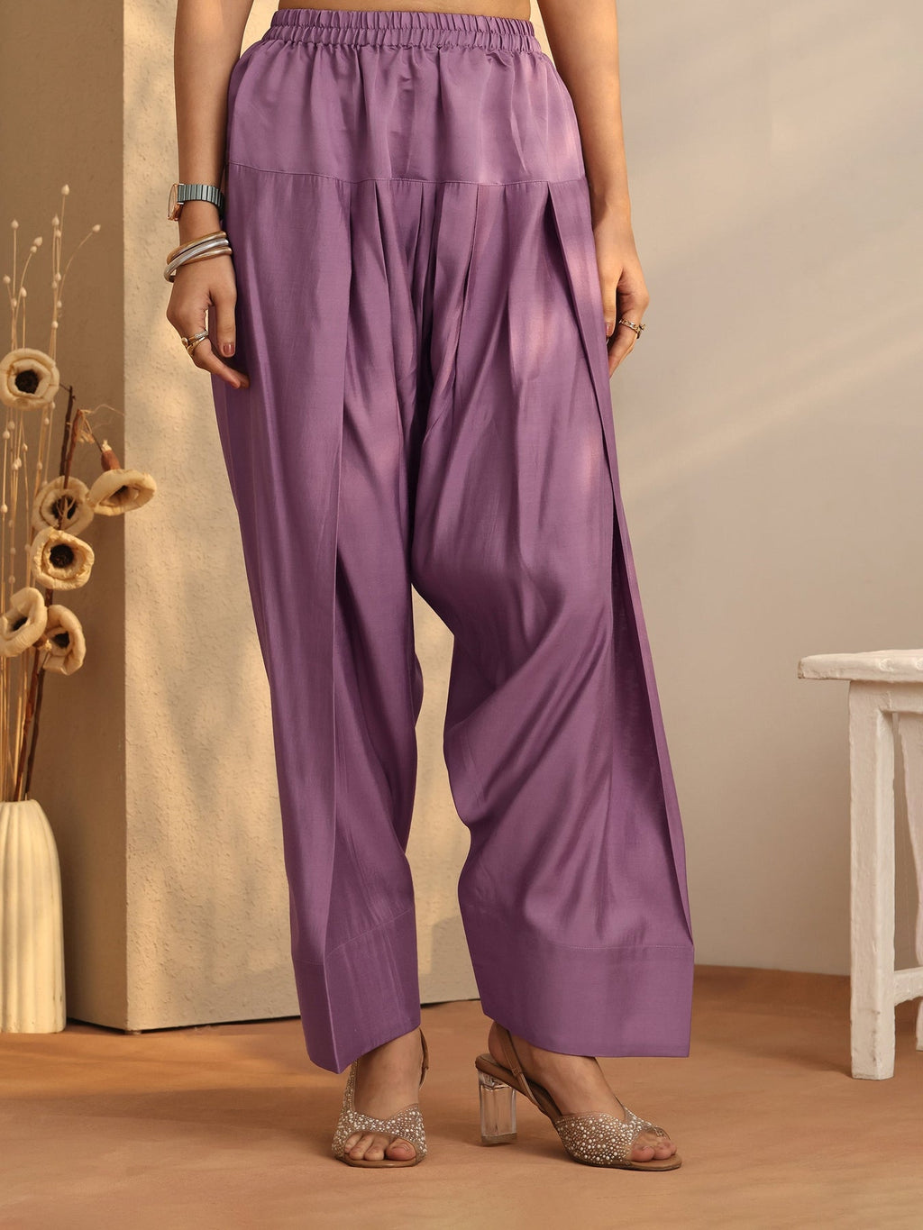 Libas Mauve Embellished Silk Blend Co-Ord Sets CO87