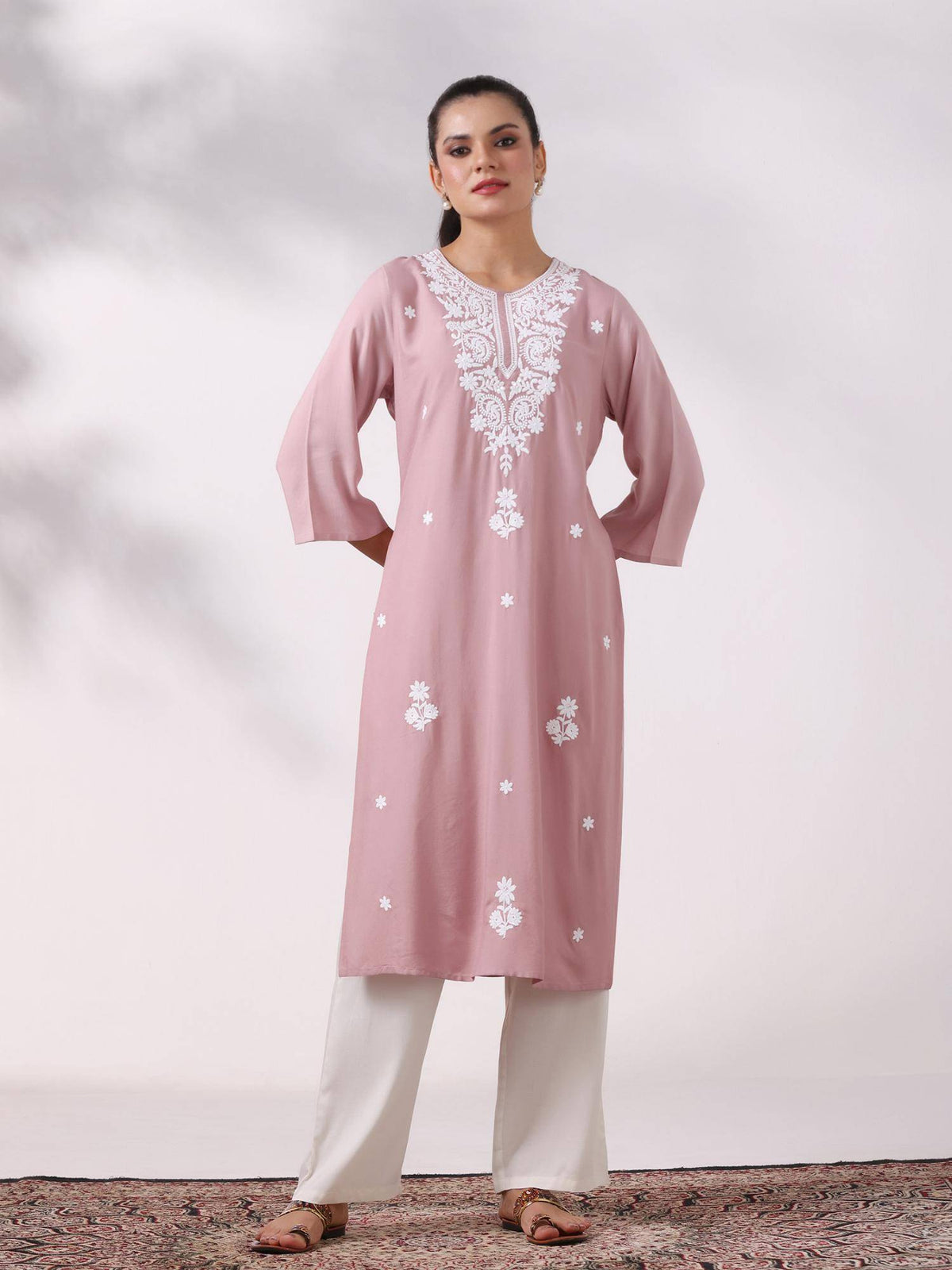Women Liva Blue Embroidered Kurta | FY93 - view 7