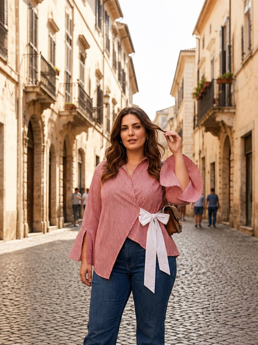 Red Stripe Wrap Around Shirt | S67 - view 1