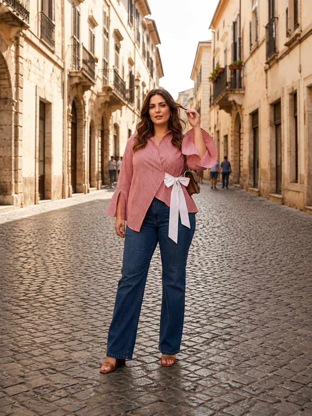 Red Stripe Wrap Around Shirt | S67 - view 5