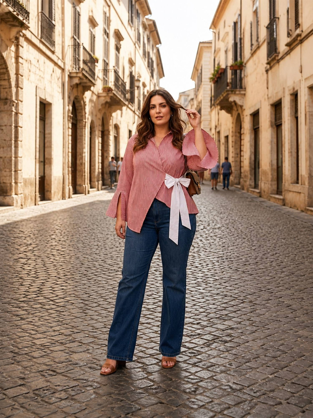 Red Stripe Wrap Around Shirt | S67 - view 5