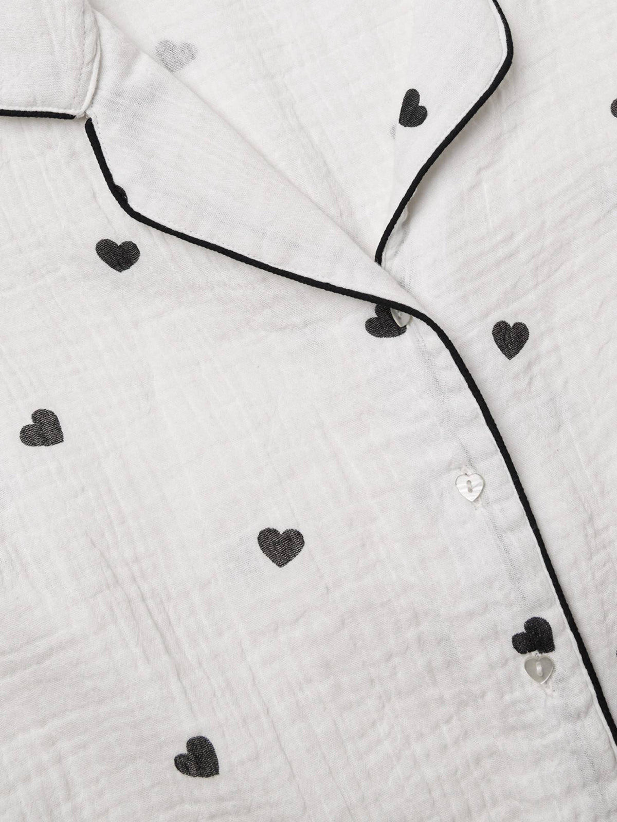 White Night Shirt Hearts Women Lounge Shirt | S67 - view 5