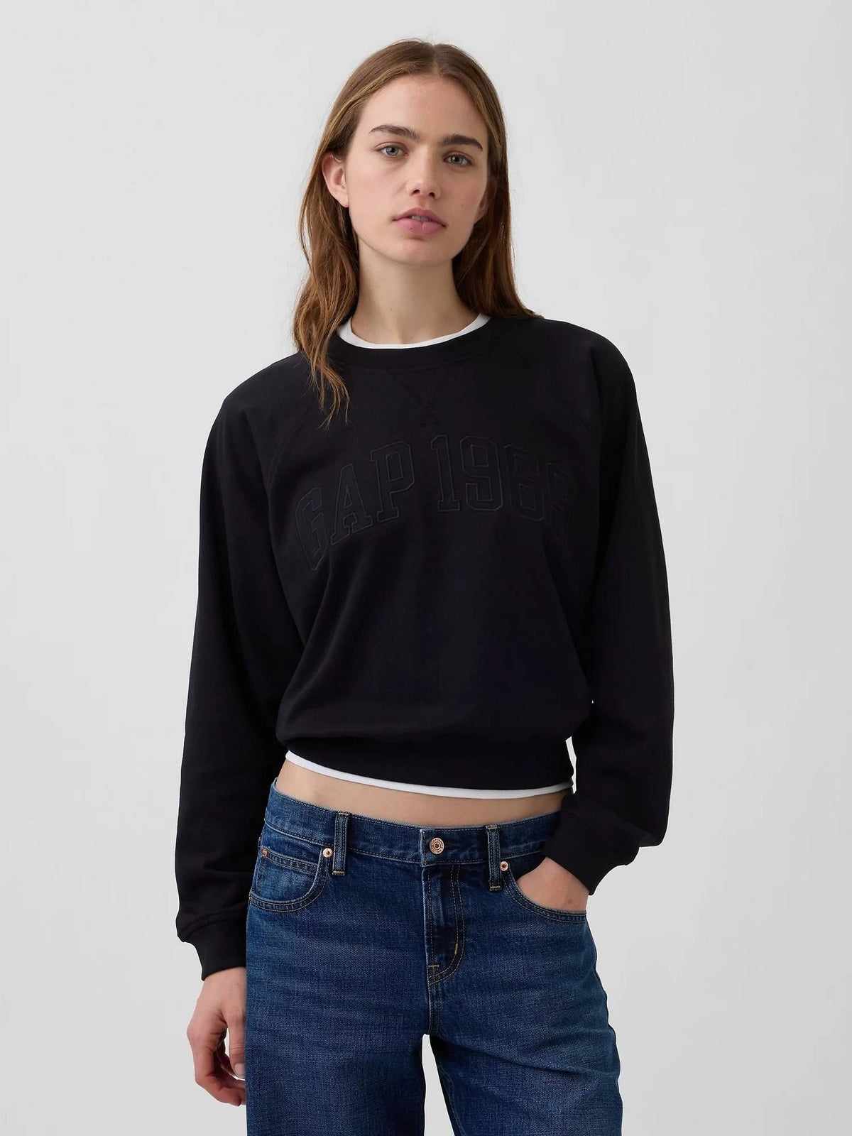 Black Logo Print Raglan Sweatshirt | HD56 - view 1