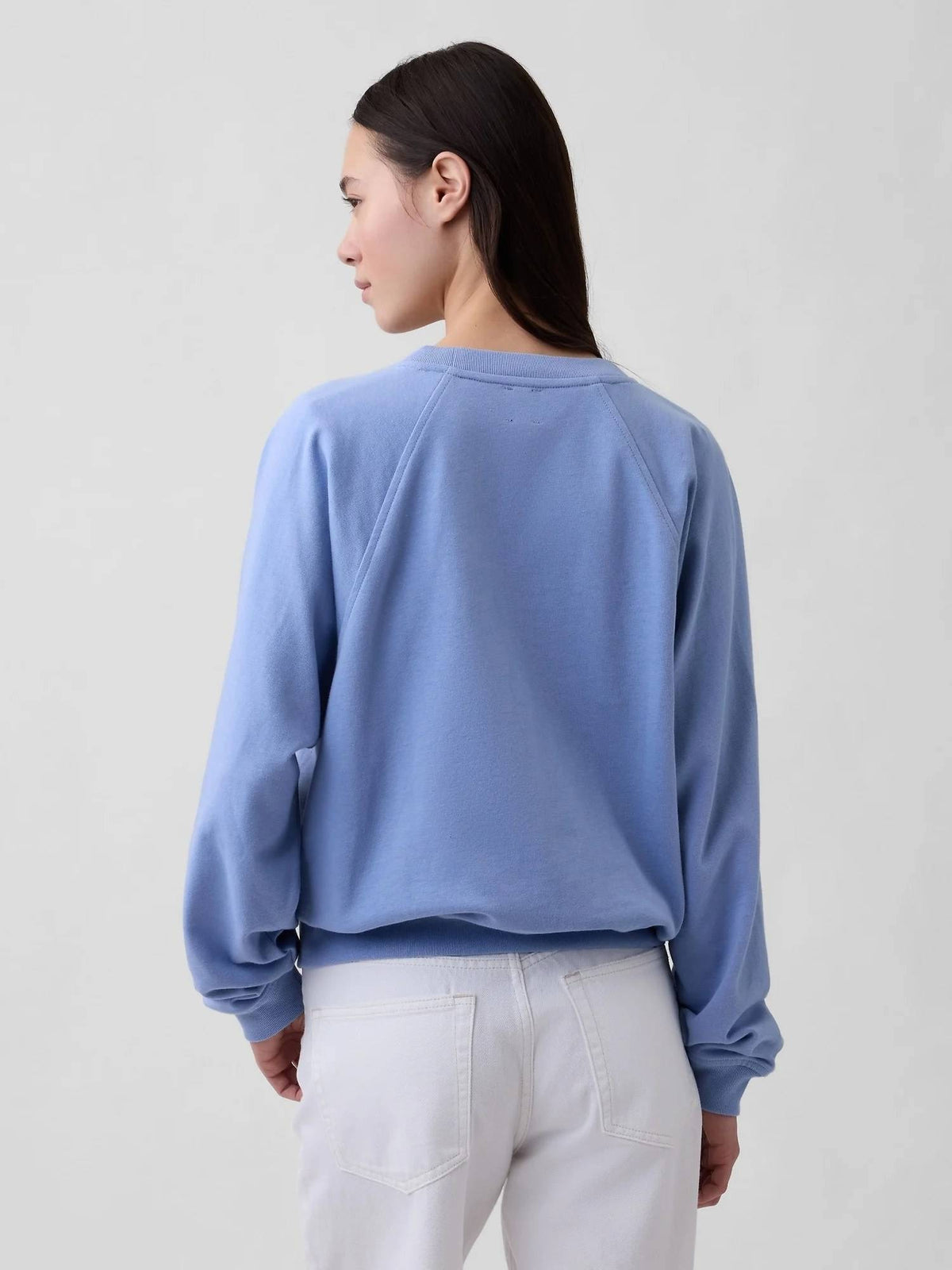 Blue Graphic Print Relaxed Raglan Crew Neck Sweatshirt | HD56 - view 2