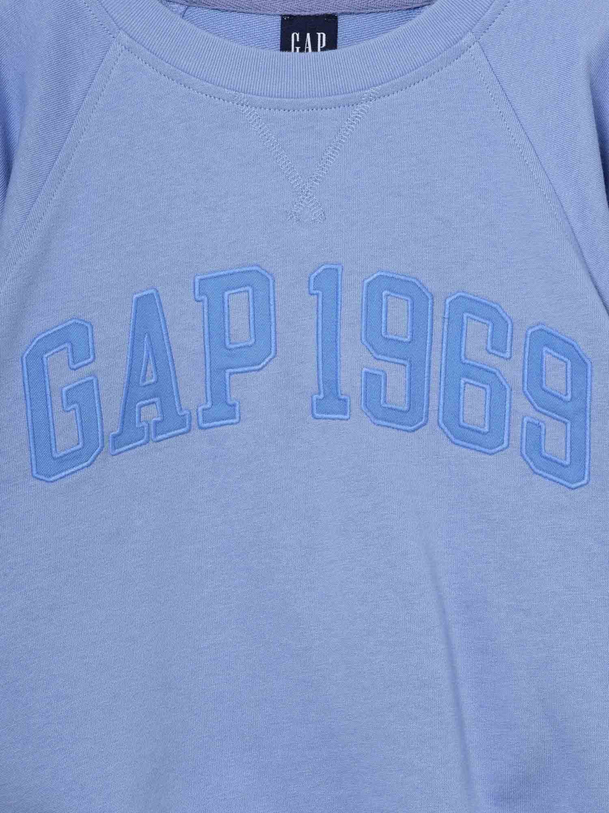 Blue Graphic Print Relaxed Raglan Crew Neck Sweatshirt | HD56 - view 3
