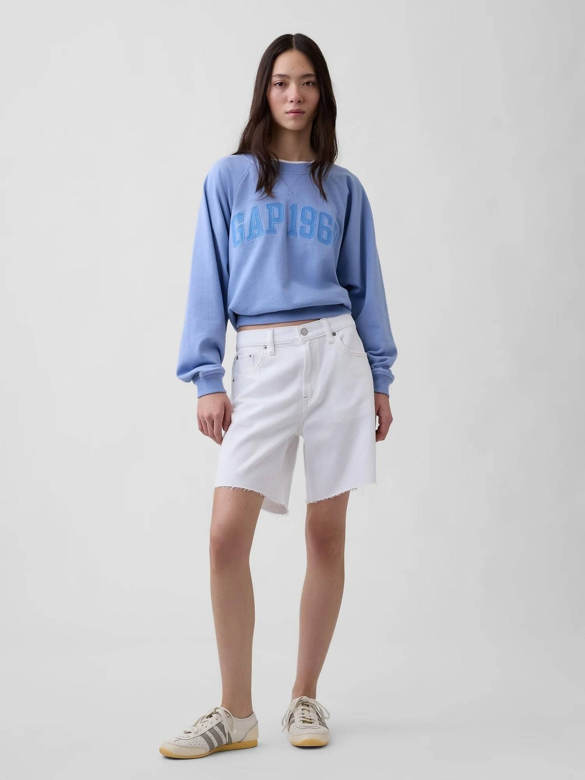 Blue Graphic Print Relaxed Raglan Crew Neck Sweatshirt | HD56 - view 5
