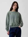Green Logo Print Crew Neck Raglan Relaxed Sweatshirt | HD56 - view 1