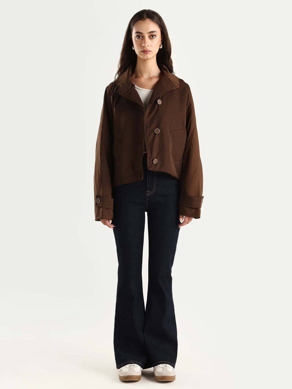 Navy Blue Solid Relaxed Carrot Fit Jeans | BT10 - view 3