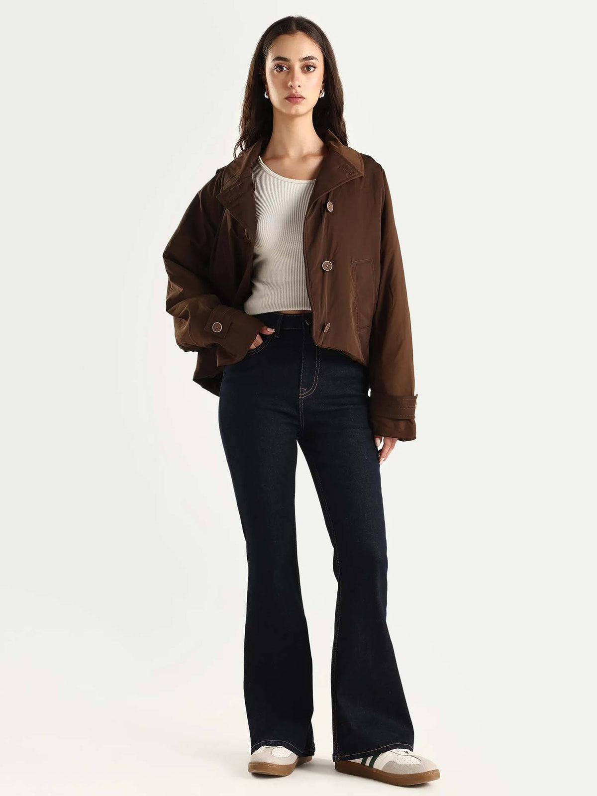 Navy Blue Solid Relaxed Carrot Fit Jeans | BT10 - view 5