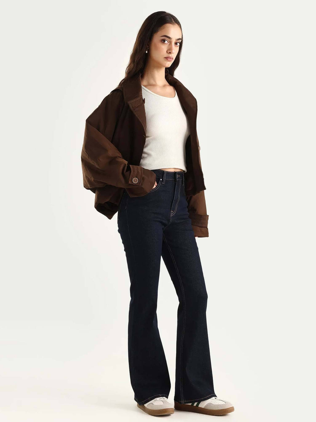 Navy Blue Solid Relaxed Carrot Fit Jeans | BT10 - view 6