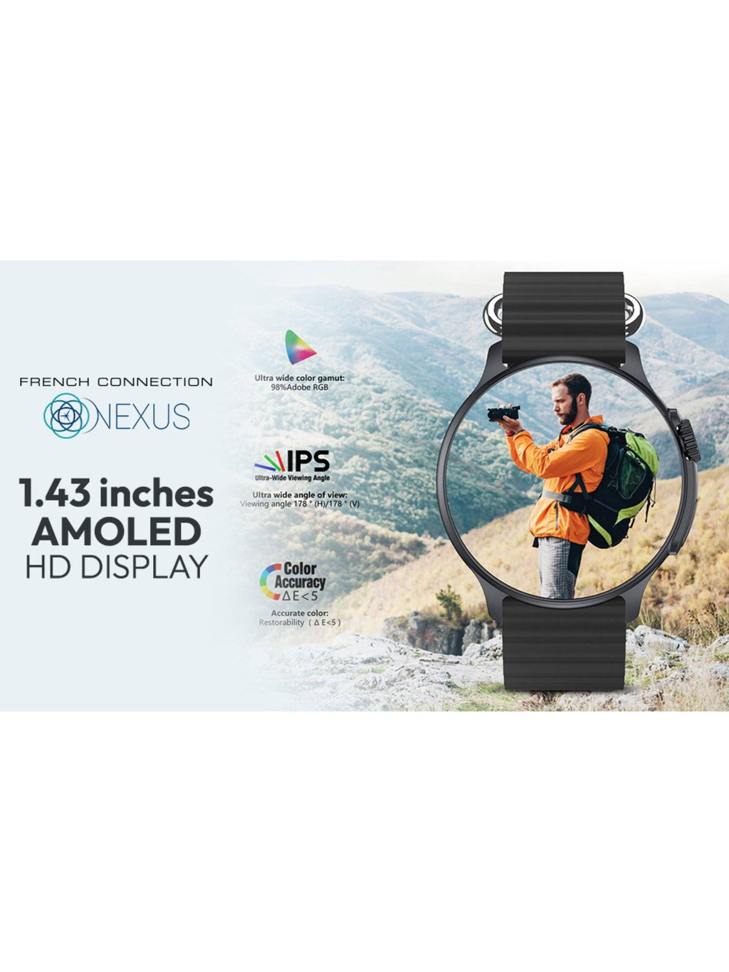 Nexus Premium Smart Watch with Orange Silicone Strap - | W92 - view 3