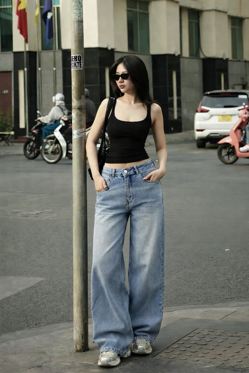 Bling Bleach Wide Leg Jeans