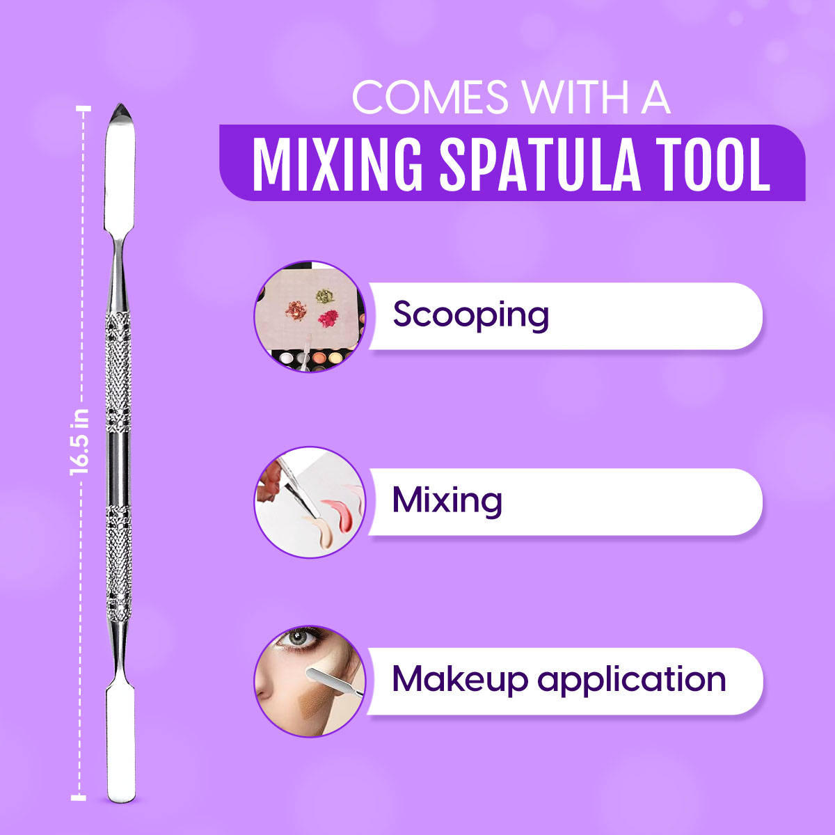 Stainless Steel Round Makeup Mixing Palette with Spatula Tool & Dips Cosmetic Tray | C83 - view 4