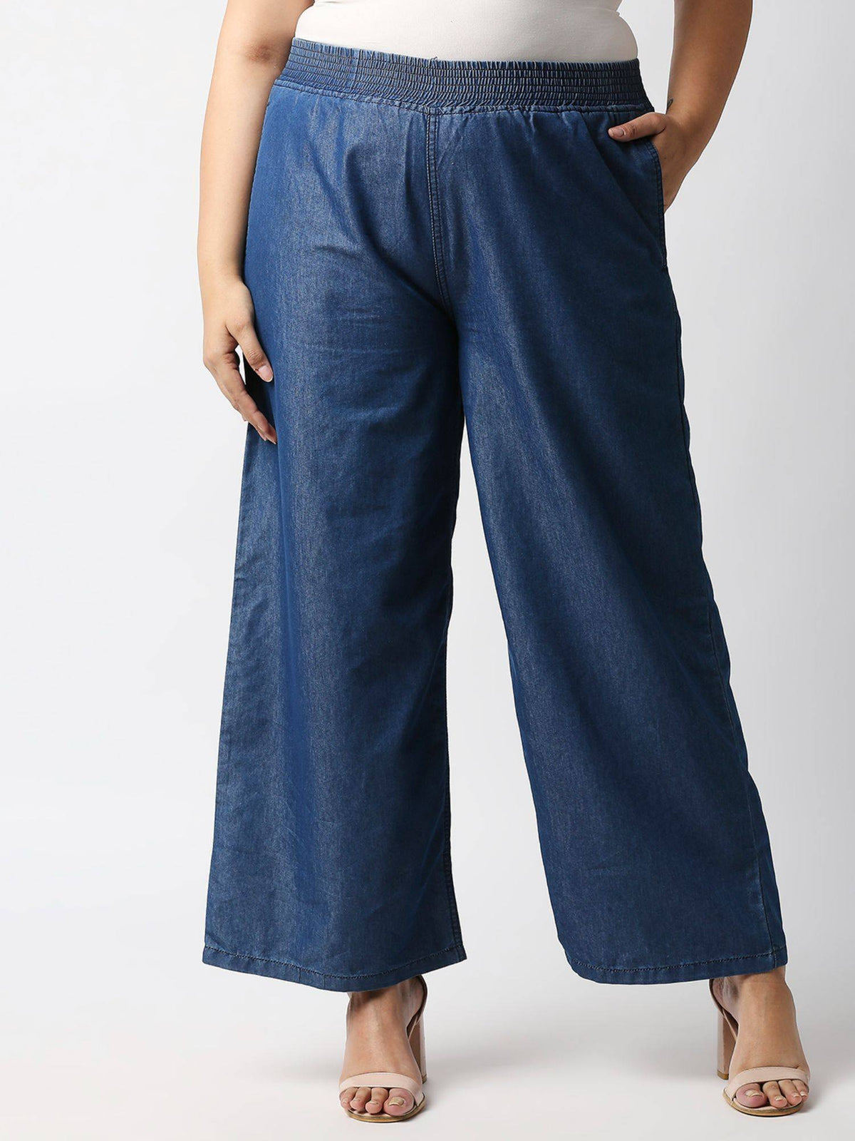 Plus Size Women Relaxed Fit High-Rise Light Fade Pure Cotton Jeans | RF89 - view 2