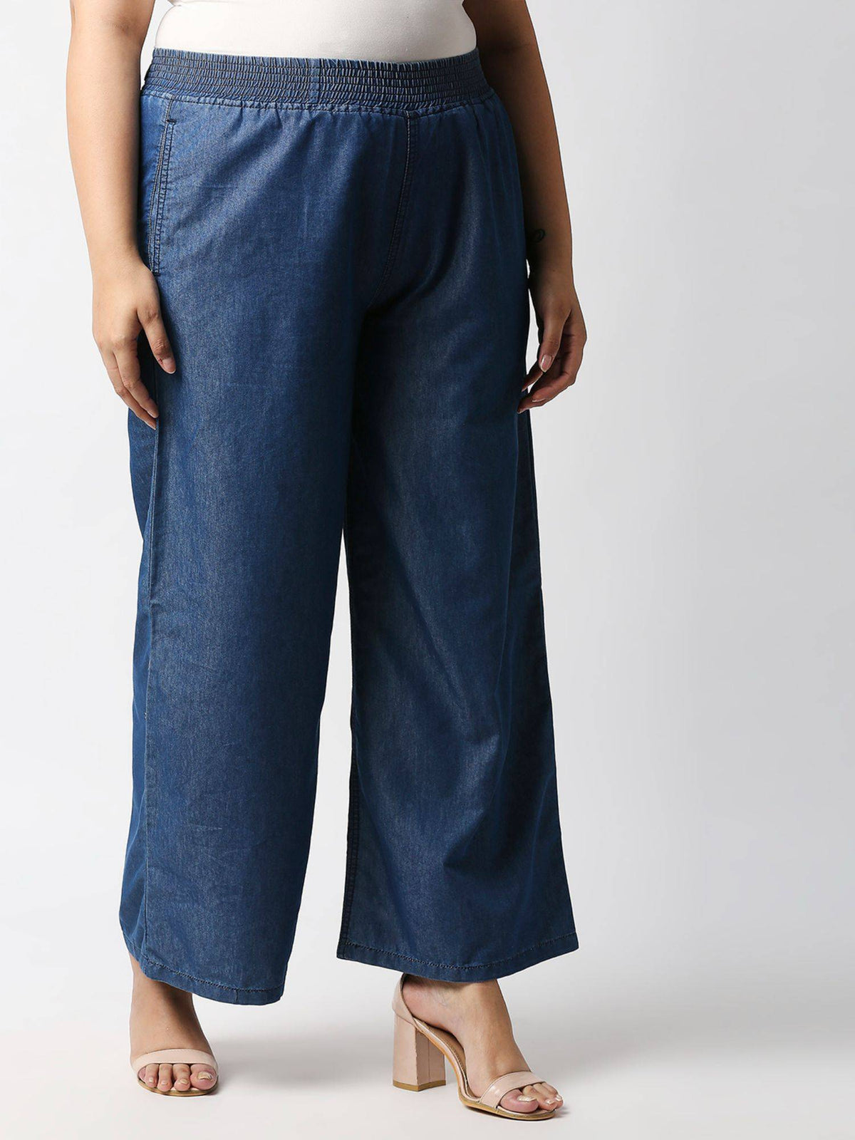 Plus Size Women Relaxed Fit High-Rise Light Fade Pure Cotton Jeans | RF89 - view 4
