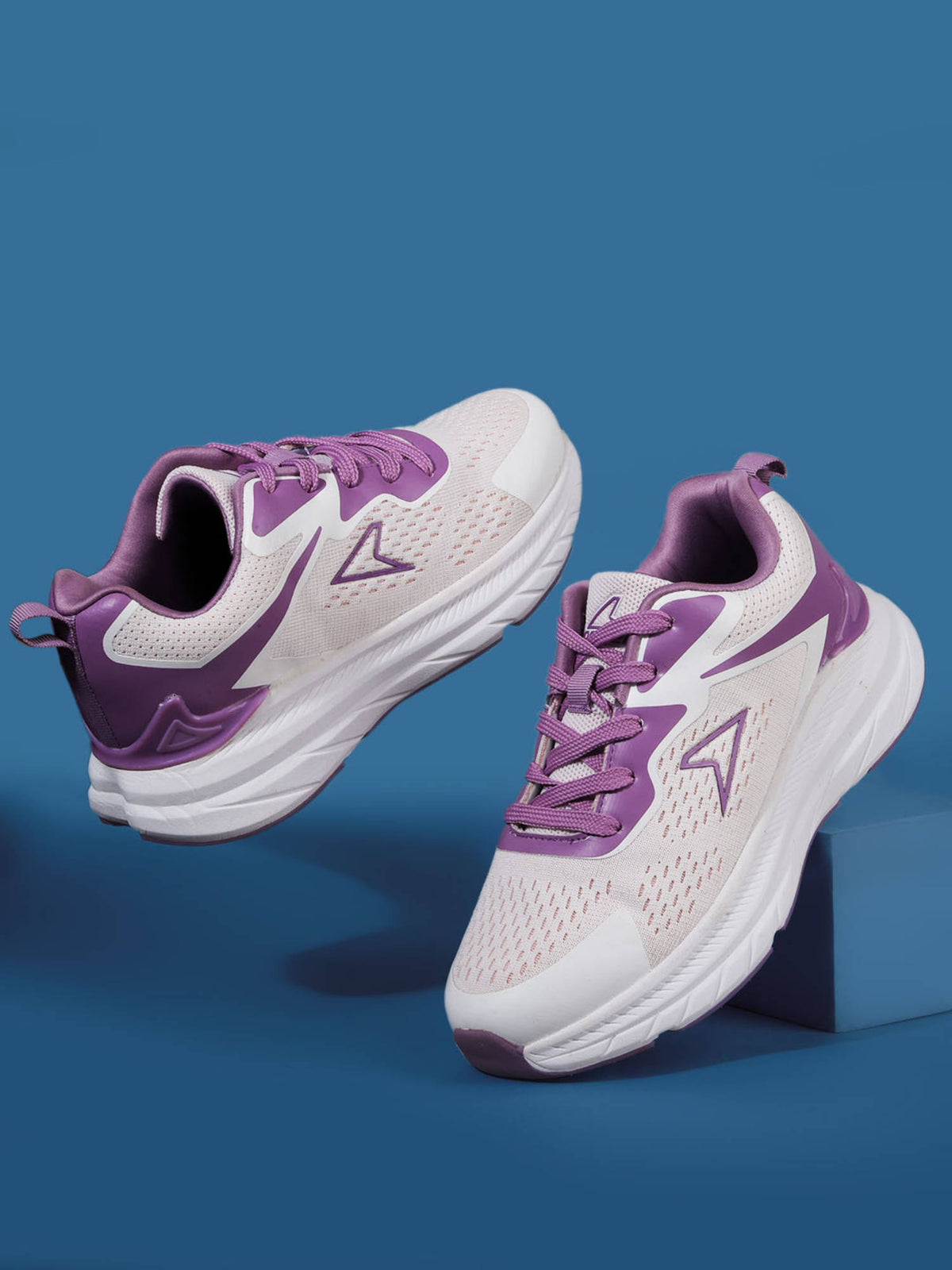 Women Sports Round Toe Low Top Walking Shoes Purple & White | SH9 - view 1