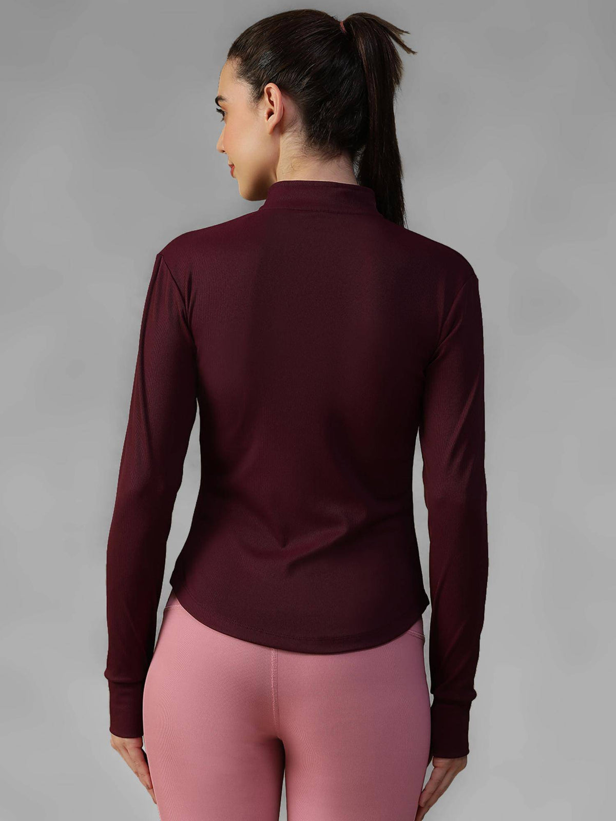 Burgundy Women's Everyday Sporty Zip-Up Gym and Training Jacket | JK12 - view 4