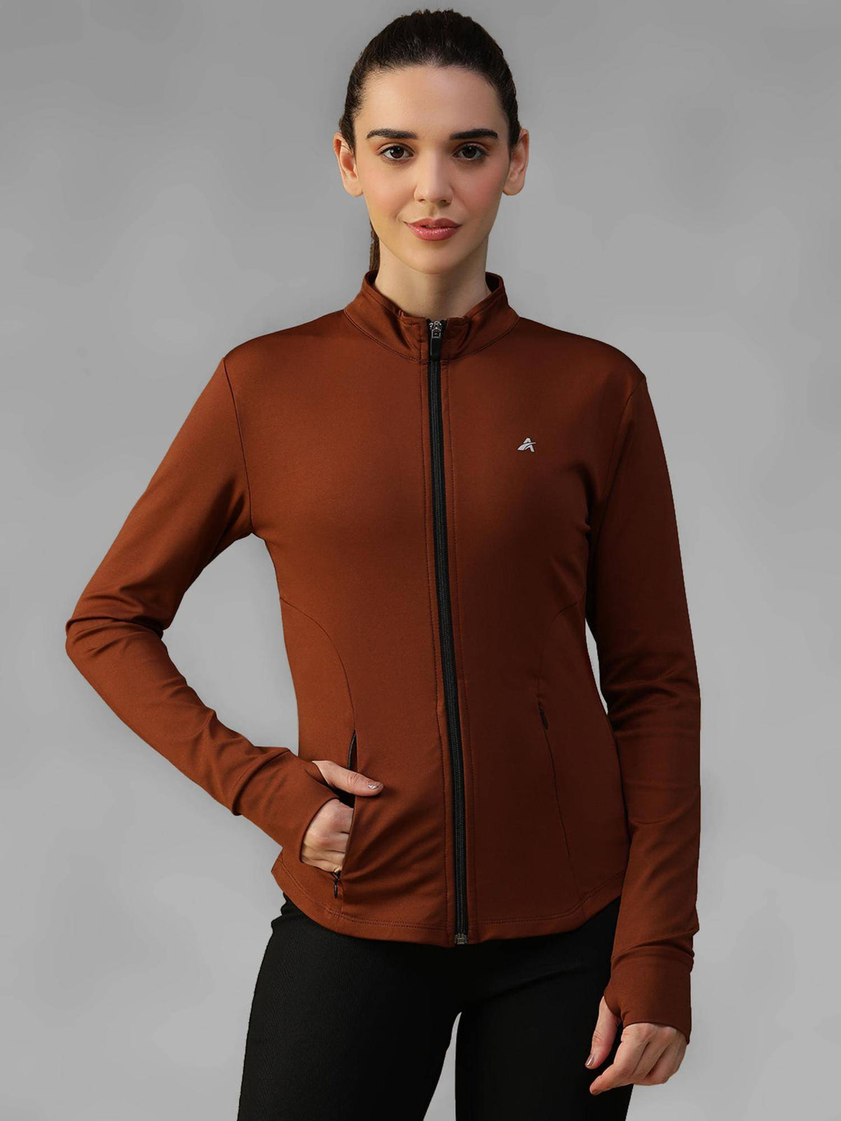 Burgundy Women's Everyday Sporty Zip-Up Gym and Training Jacket | JK12 - view 13