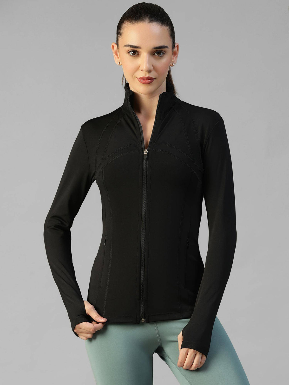Olive Women's Everyday Sporty Zip-Up Gym and Training Jacket | JK12 - view 7
