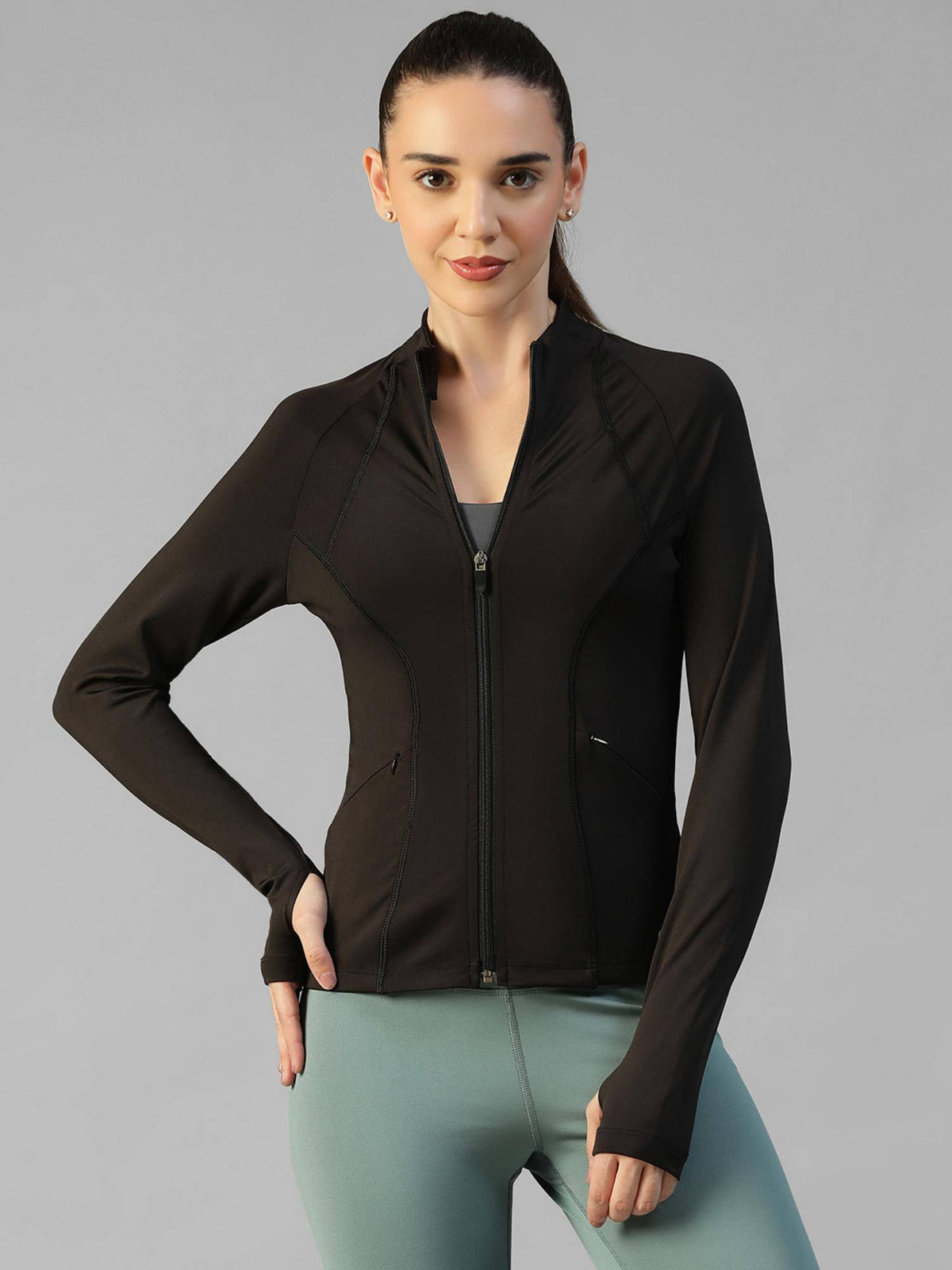 Brown Women's Everyday Sporty Zip-Up Gym and Training Jacket | JK12 - view 13