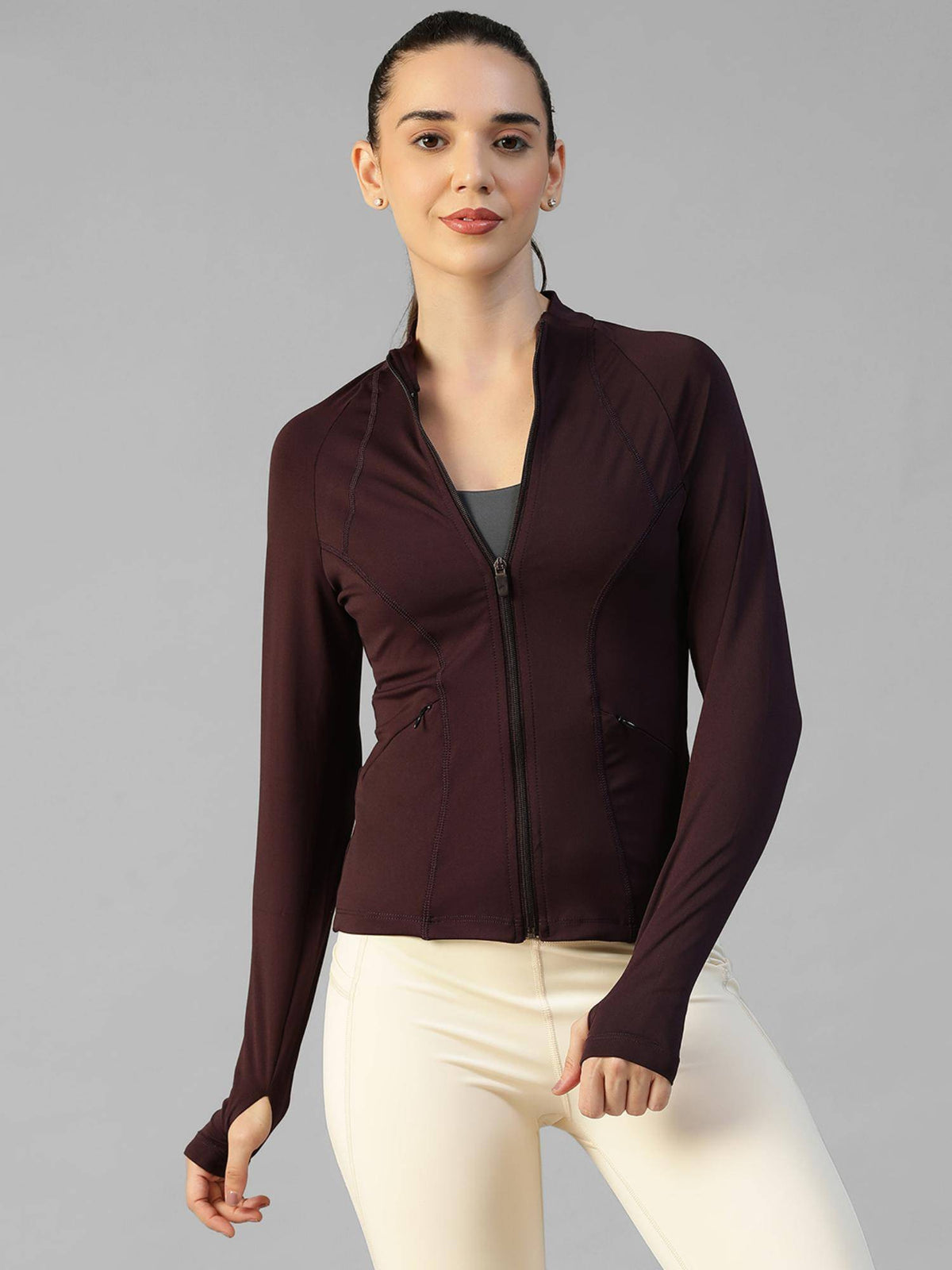 Brown Women's Everyday Sporty Zip-Up Gym and Training Jacket | JK12 - view 31