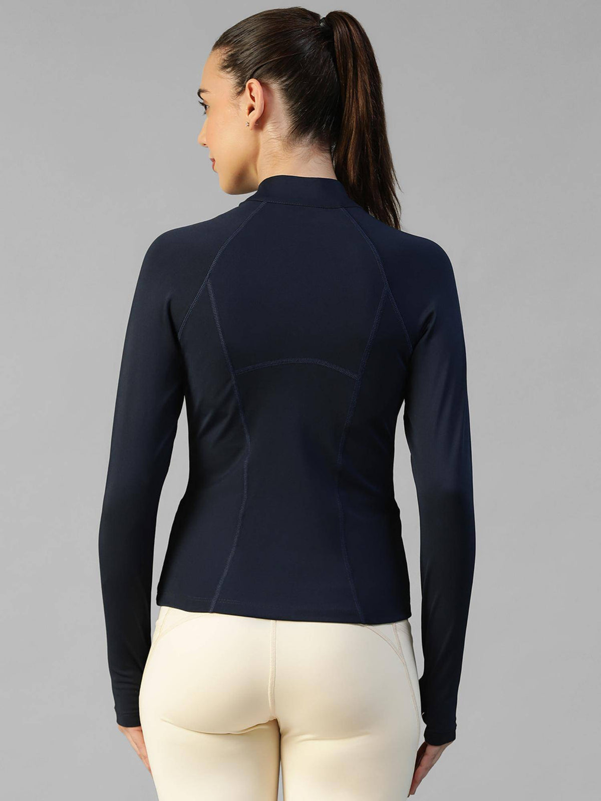 Navy Blue Navy Blue Women's Everyday Sporty Zip-Up Gym and Training Jacket | JK12 - view 4